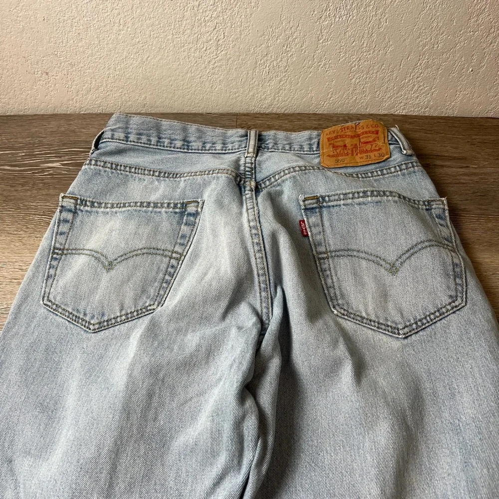 Levis 550 Jeans Mens 31x30 Light Wash Relaxed Tapered Distressed Vintage 90s